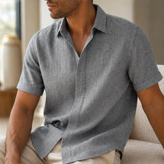 Nevan Linen Short Sleeve Shirt - Heather Gray - men's shirt - Hendlys - Image 2