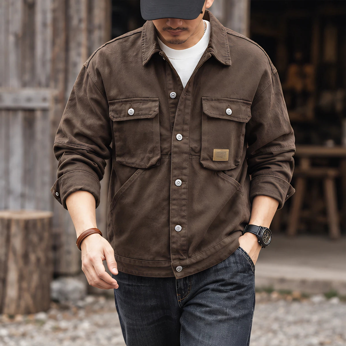 Nevin Men's Utility Field Jacket - Brown - discount-eligible - Hendlys - Image 2