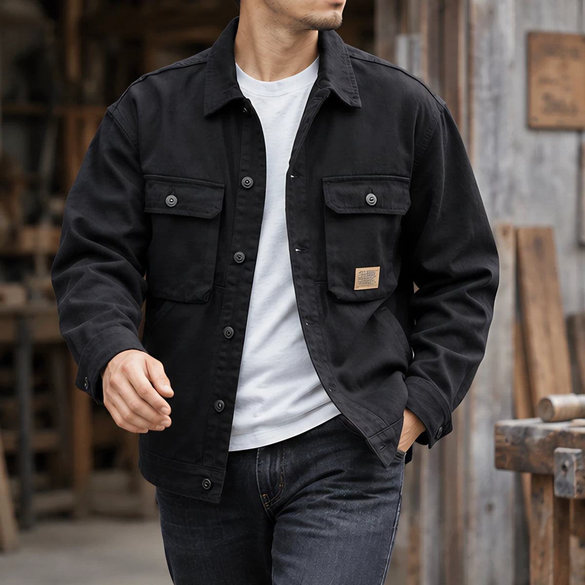 Nevin Men's Utility Field Jacket - Black - discount-eligible - Hendlys - Image 2