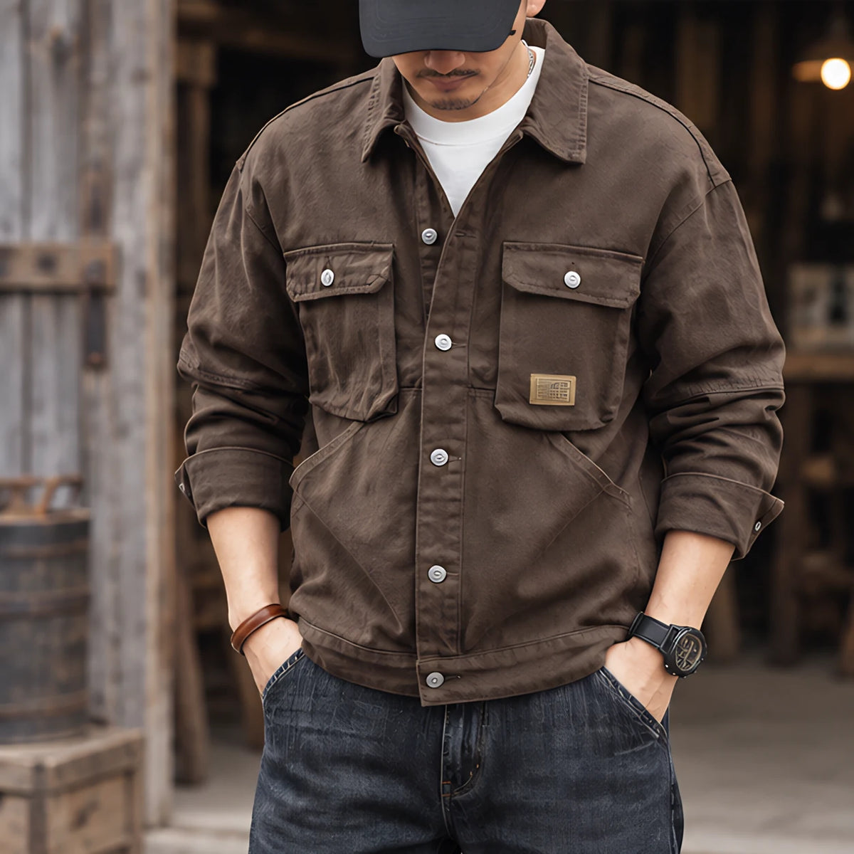 Nevin Men's Utility Field Jacket - Brown - Men's Clothing > Outerwear > Field Jackets - Hendlys - Image 1