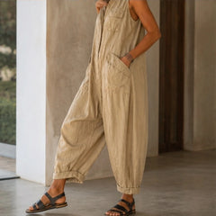 Nola Cropped Wide-Leg Jumpsuit - Khaki - Women's Clothing > Jumpsuits > Cargo Jumpsuits - Hendlys - Image 1