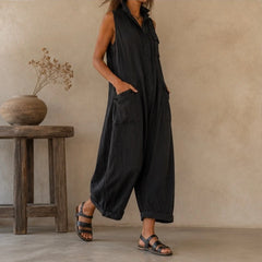 Nola Cropped Wide-Leg Jumpsuit - Black - Women's Clothing > Jumpsuits > Cargo Jumpsuits - Hendlys - Image 1