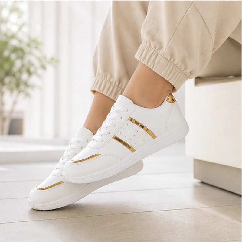 Nova Metallic Orthopedic Comfort Sneaker - White - retro runner - Hendlys - Image 7