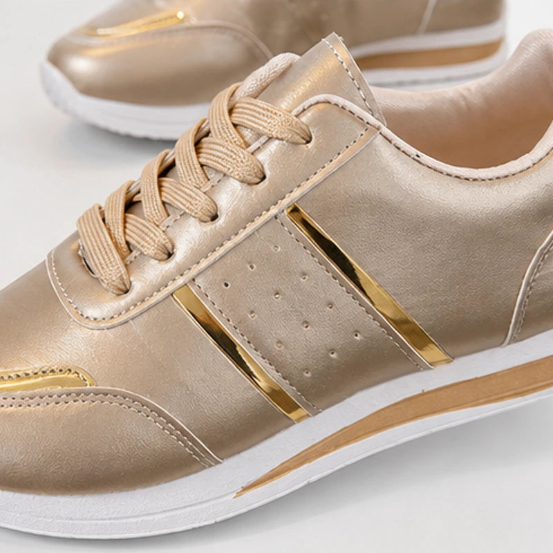 Nova Metallic Orthopedic Comfort Sneaker - Light Gold - retro runner - Hendlys - Image 7