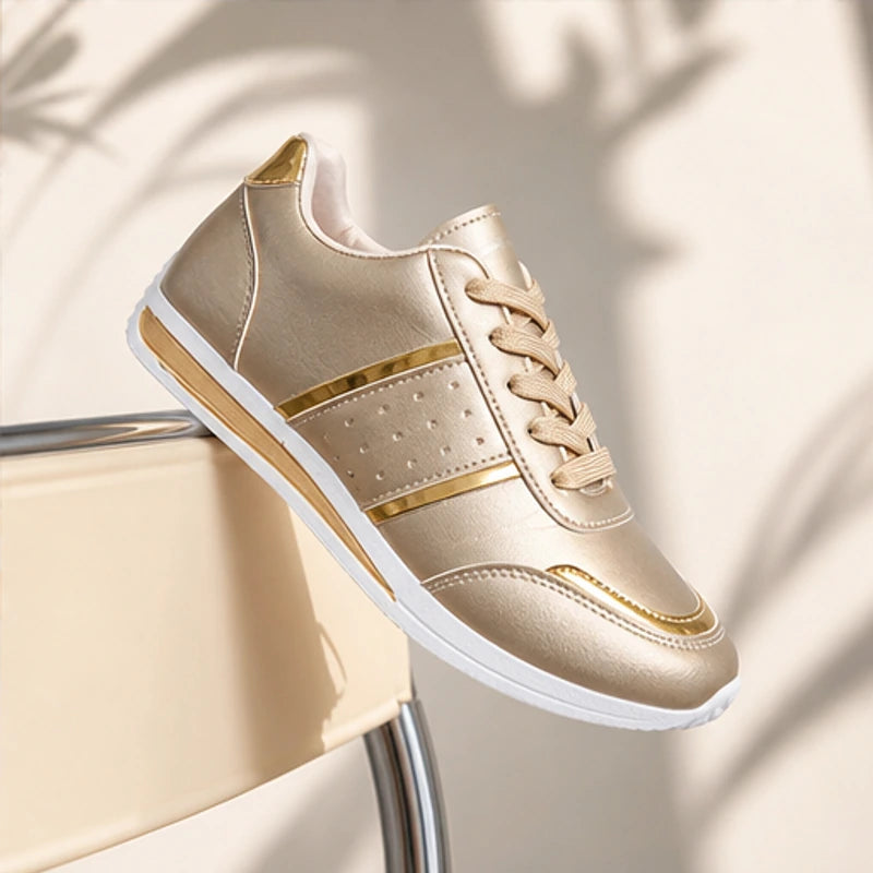Nova Metallic Orthopedic Comfort Sneaker - Light Gold - metallic sneakers - Hendlys - Image 3