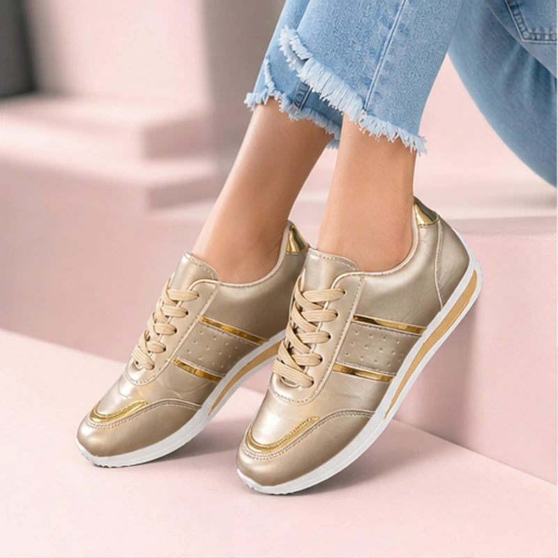 Nova Metallic Orthopedic Comfort Sneaker - Light Gold - vegan leather - Hendlys - Image 4