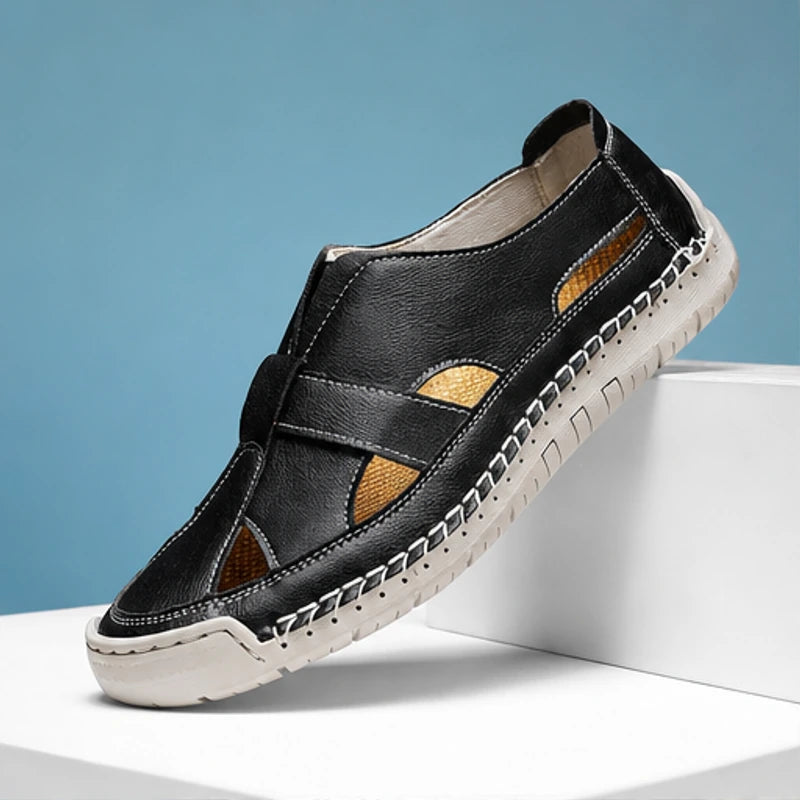 Brexton Vented Leather Loafer - Black - Loafers - Hendlys - Image 1