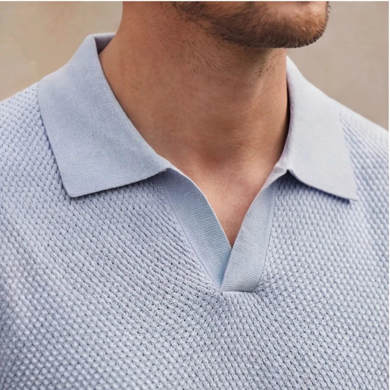 San Sebastian Knit Polo Shirt - Blue - polo shirt - Hendlys - Image 5