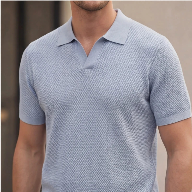 San Sebastian Knit Polo Shirt - Blue - men's shirts - Hendlys - Image 6