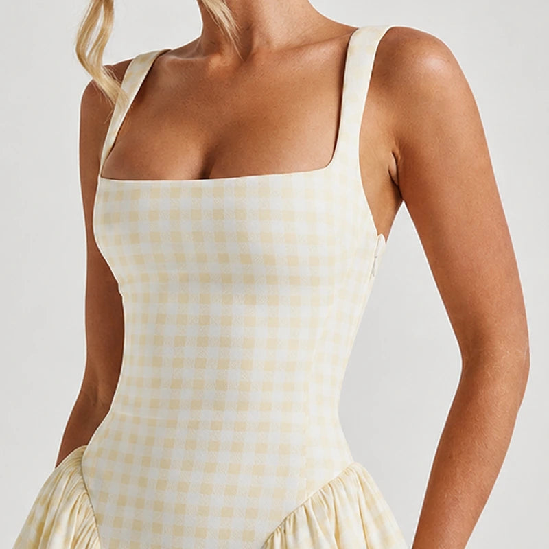 Kelly Holme Plaid Dress - Yellow - sundress - Hendlys - Image 3