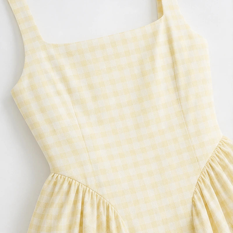 Kelly Holme Plaid Dress - Yellow - summer dress - Hendlys - Image 6