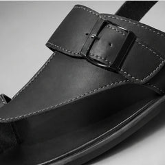 Cove Ridge Leather Sandal - Black - adjustable strap - Hendlys - Image 5