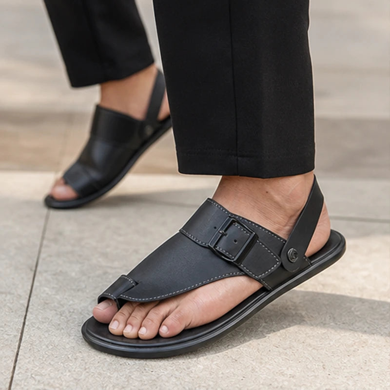 Cove Ridge Leather Sandal - Black - genuine leather - Hendlys - Image 4