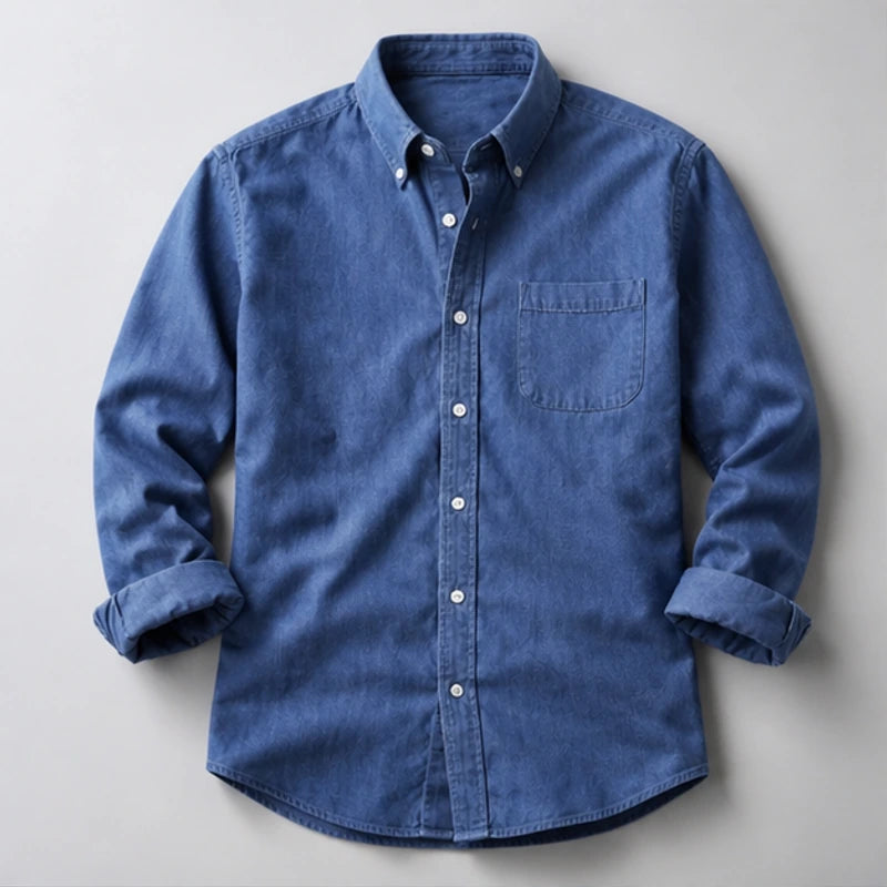 Henderson Cotton Oxford Shirt - Indigo - Shirt - Hendlys - Image 1