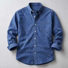 Henderson Cotton Oxford Shirt - Indigo - Shirt - Hendlys - Image 1