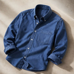 Henderson Cotton Oxford Shirt - Indigo - men's shirt - Hendlys - Image 2