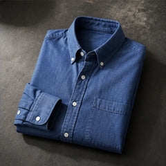 Henderson Cotton Oxford Shirt - Indigo - cotton shirt - Hendlys - Image 4