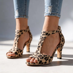 Odette T-Strap Heels - Leopard - Shoes - Hendlys - Image 1