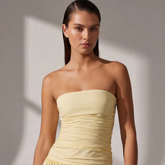 Grazania Strapless Dress - Yellow - strapless dress - Hendlys - Image 3