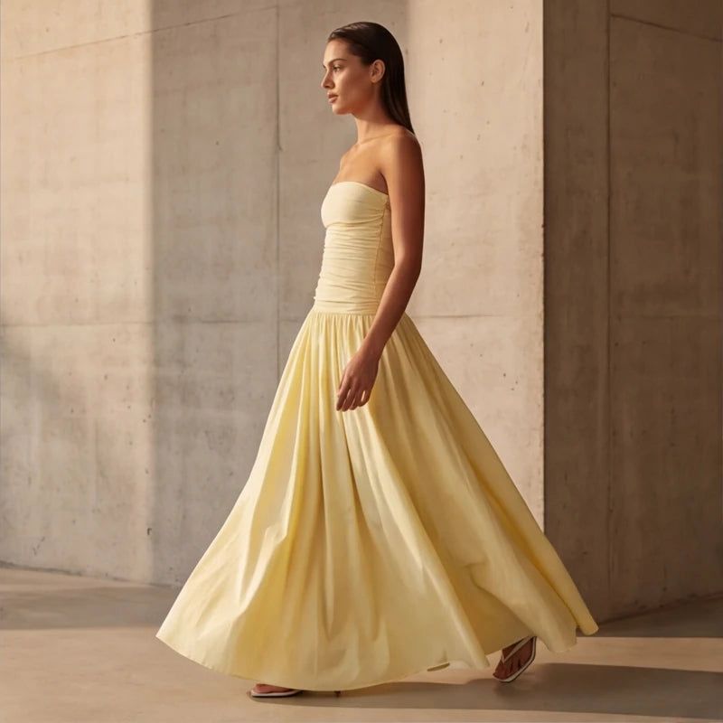 Grazania Strapless Dress - Yellow - women's dress - Hendlys - Image 2