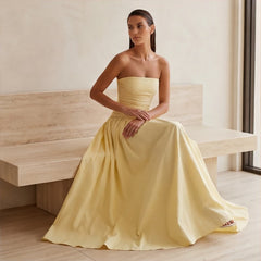 Grazania Strapless Dress - Yellow - ruched dress - Hendlys - Image 5