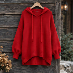 Ondine Women's Drawstring Hooded Knit Sweater - Red - CLO-TOP-HOODIE - Hendlys - Image 3