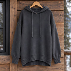 Ondine Women's Drawstring Hooded Knit Sweater - Gray - CLO-TOP-HOODIE - Hendlys - Image 3