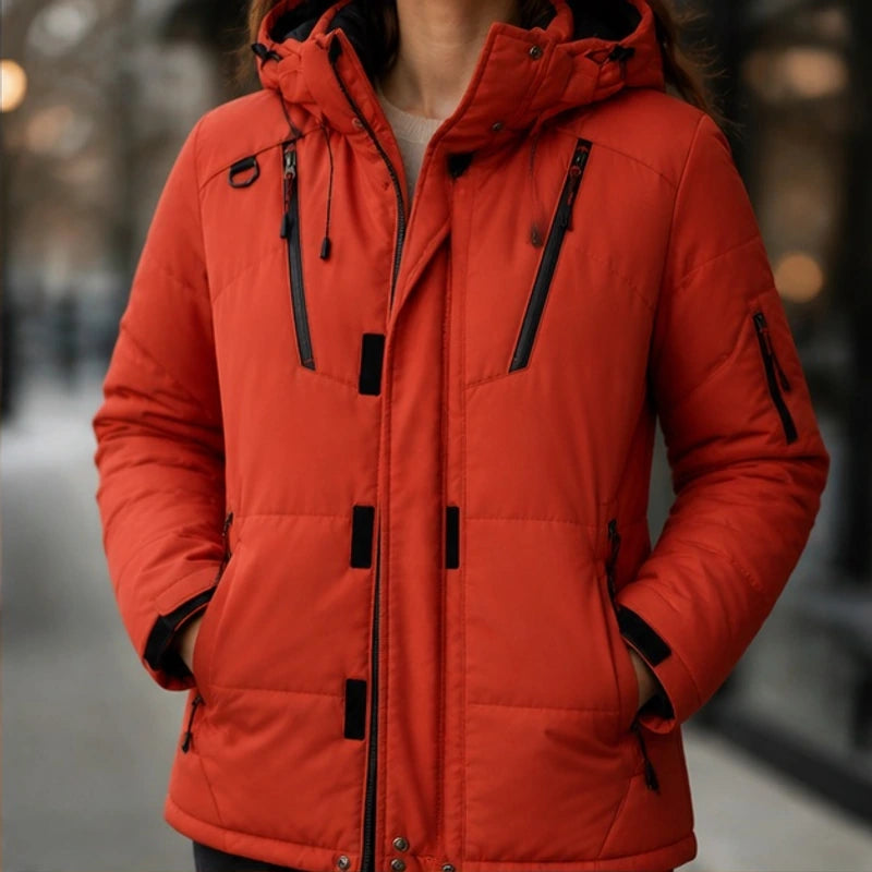 Oriane Hooded Utility Coat - Red - Women's Clothing > Outerwear > Utility Coats - Hendlys - Image 1