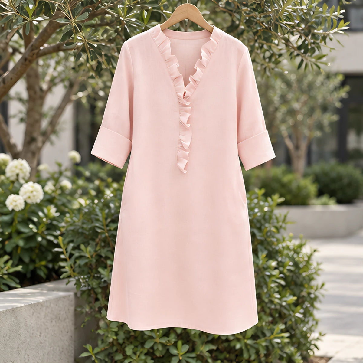Oriane Women's Knee-Length Shift Dress - Pink - bycabot - Hendlys - Image 3