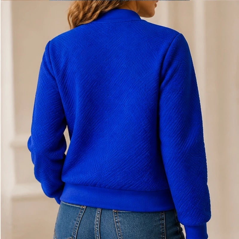 Orla Geometric Bomber Jacket - Blue - Department: Women - Hendlys - Image 3