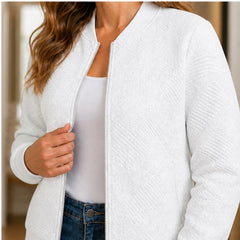 Orla Geometric Bomber Jacket - White - Women's Clothing > Outerwear > Bomber Jackets - Hendlys - Image 1