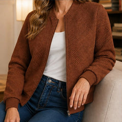 Orla Geometric Bomber Jacket - Brown - Catalog Group: Clothing - Hendlys - Image 2
