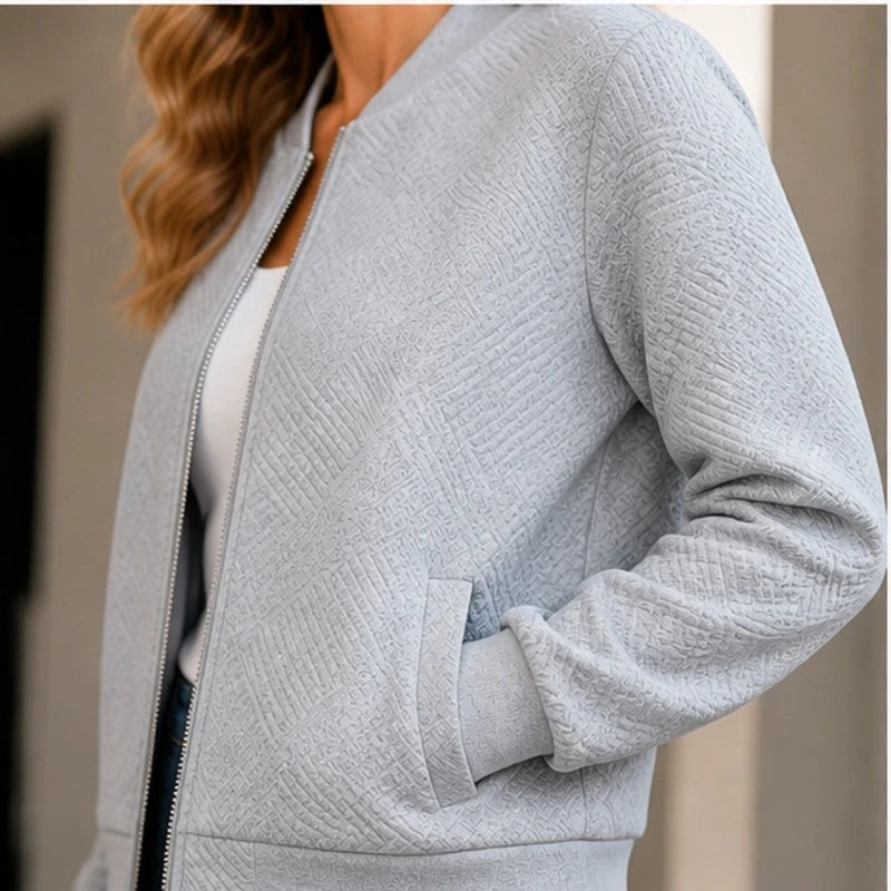 Orla Geometric Bomber Jacket - Gray - Catalog Group: Clothing - Hendlys - Image 2