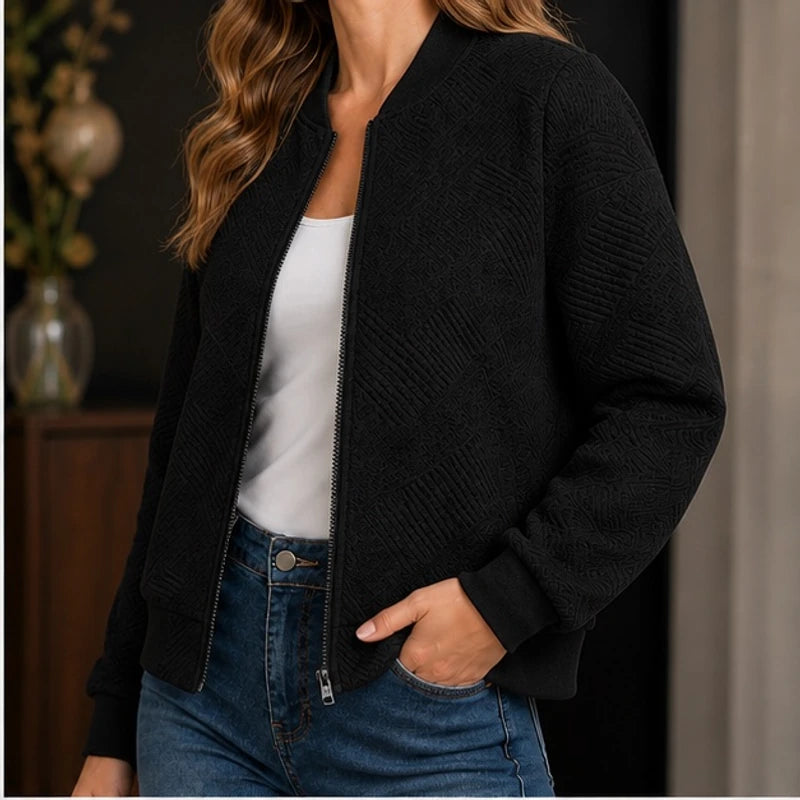 Orla Geometric Bomber Jacket - Black - Women's Clothing > Outerwear > Bomber Jackets - Hendlys - Image 1