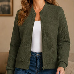 Orla Geometric Bomber Jacket - Dark Green - Women's Clothing > Outerwear > Bomber Jackets - Hendlys - Image 1