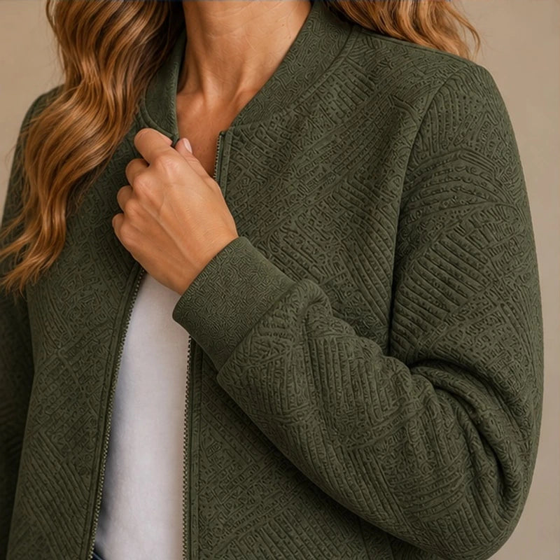 Orla Geometric Bomber Jacket - Dark Green - Catalog Group: Clothing - Hendlys - Image 2