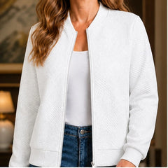 Orla Geometric Bomber Jacket - White - Catalog Group: Clothing - Hendlys - Image 2