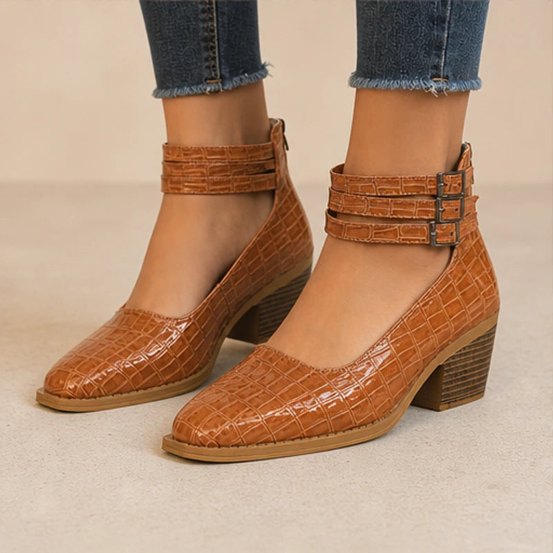Orthinia Croc Heels - Rich Brown - croc heels - Hendlys - Image 3