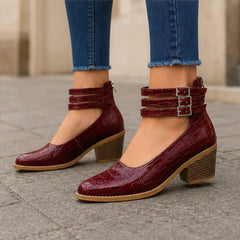 Orthinia Croc Heels - Burgundy - Heels - Hendlys - Image 1