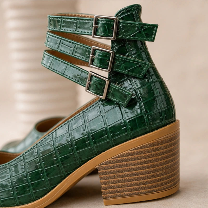Orthinia Croc Heels - Emerald Green - croc heels - Hendlys - Image 3