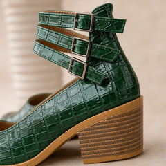 Orthinia Croc Heels - Emerald Green - croc heels - Hendlys - Image 3