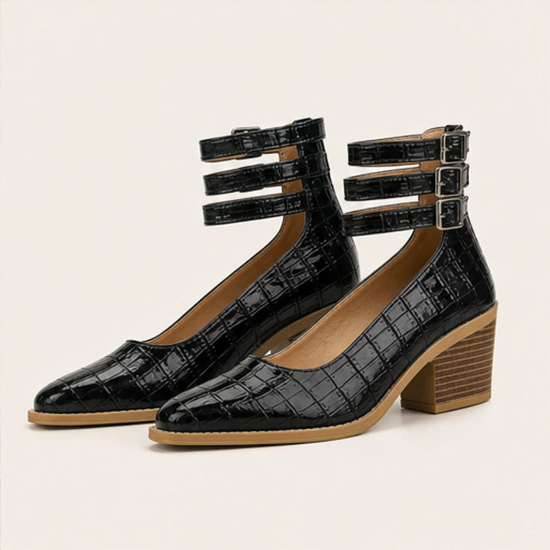Orthinia Croc Heels - Deep Black - croc heels - Hendlys - Image 3