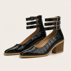 Orthinia Croc Heels - Deep Black - croc heels - Hendlys - Image 3