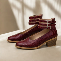 Orthinia Croc Heels - Burgundy - croc embossed - Hendlys - Image 4