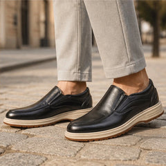 Oswald Leather Slip-On Shoes - Black - Men's Footwear > Slip-On Shoes > Apron-Toe Slip-On Shoes - Hendlys - Image 4