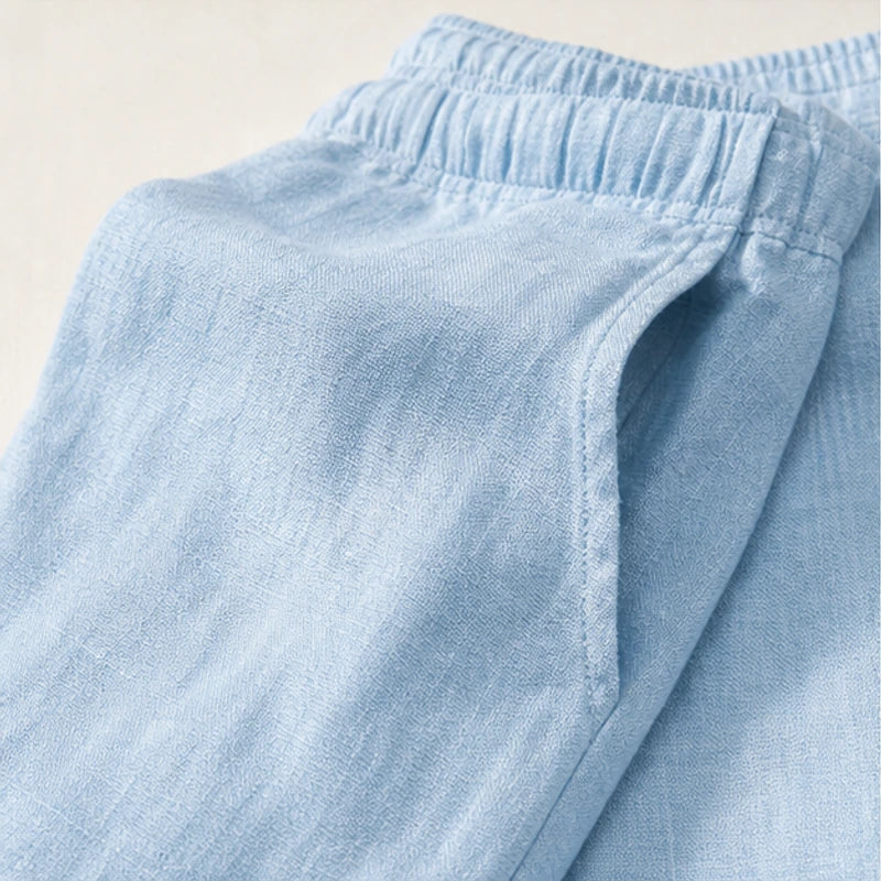 Pablo Lightweight Linen Trousers - Light Blue - cotton linen blend - Hendlys - Image 4
