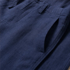 Pablo Lightweight Linen Trousers - Navy - cotton linen blend - Hendlys - Image 4