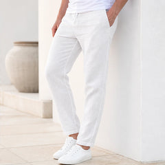 Pablo Lightweight Linen Trousers - White - linen trousers - Hendlys - Image 3