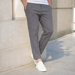 Pablo Lightweight Linen Trousers - Gray - Pants - Hendlys - Image 1