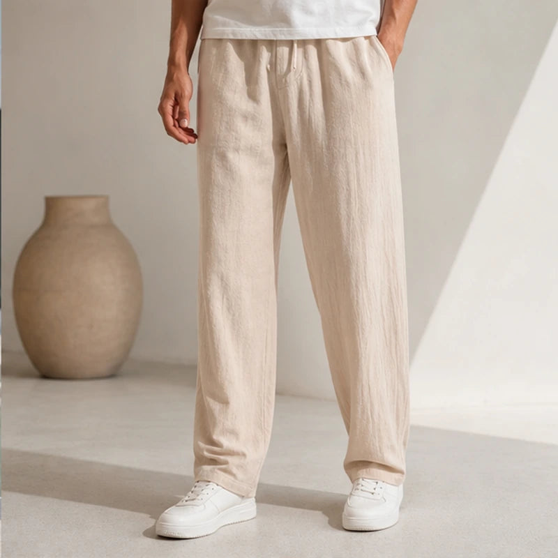 Pablo Lightweight Linen Trousers - Khaki - Pants - Hendlys - Image 1